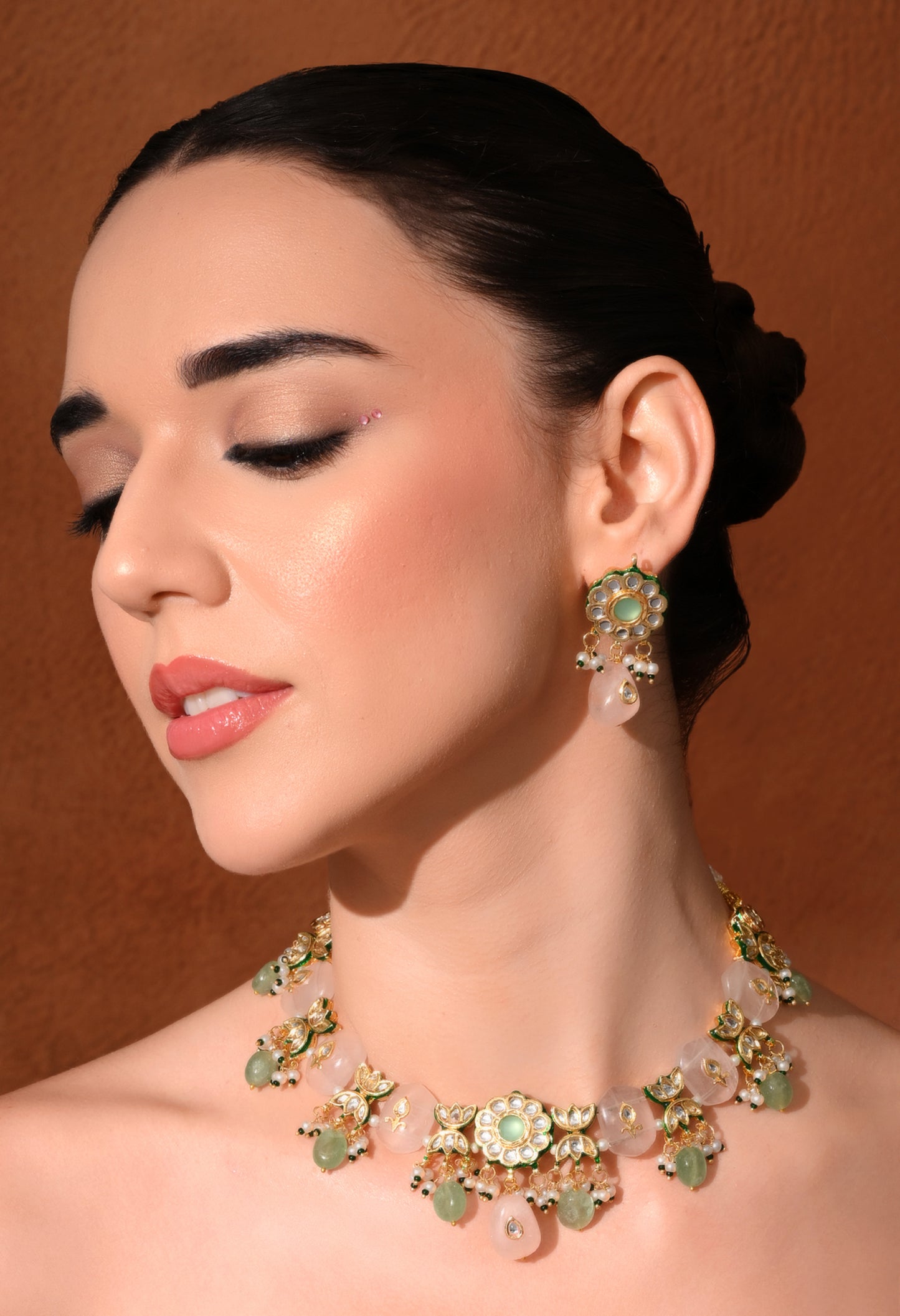 Gold plated   ethnic necklace set with earings