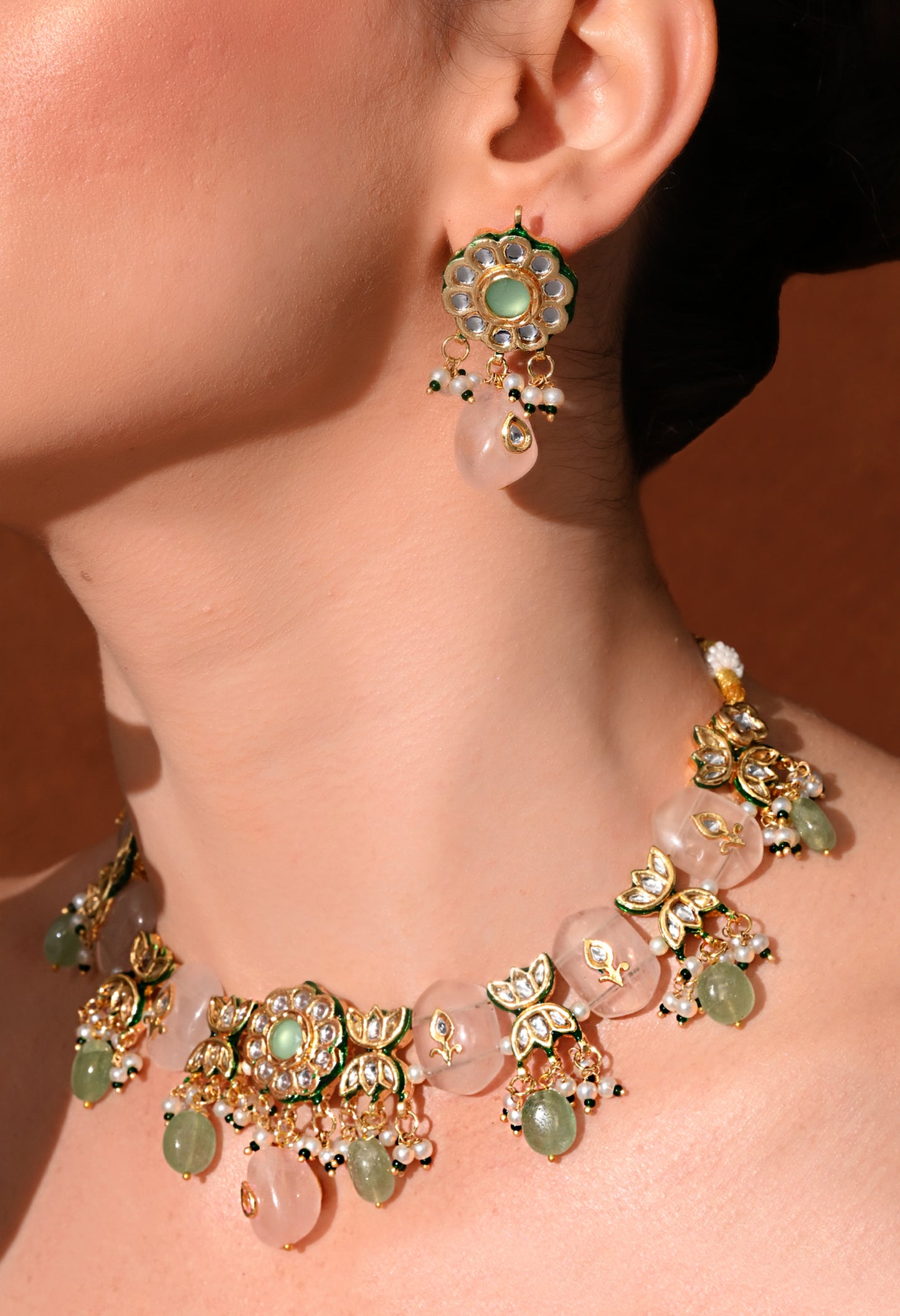 Gold plated   ethnic necklace set with earings