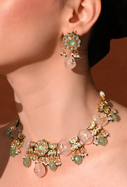 Gold plated   ethnic necklace set with earings