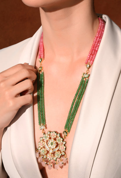 Gold plated ethnic  necklace set with earings