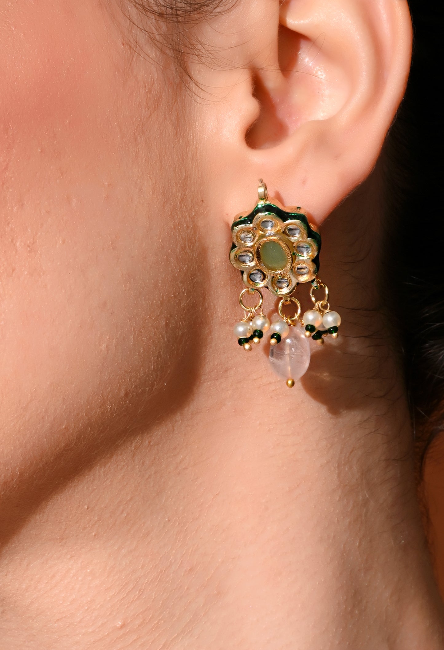 Gold plated ethnic  necklace set with earings