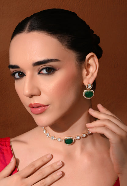 Gold plated ethnic necklace with earings