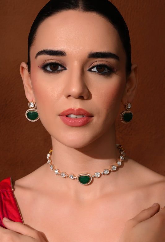 Gold plated ethnic necklace with earings