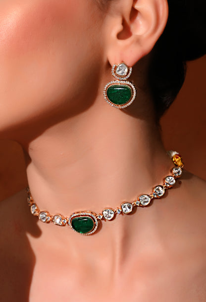 Gold plated ethnic necklace with earings