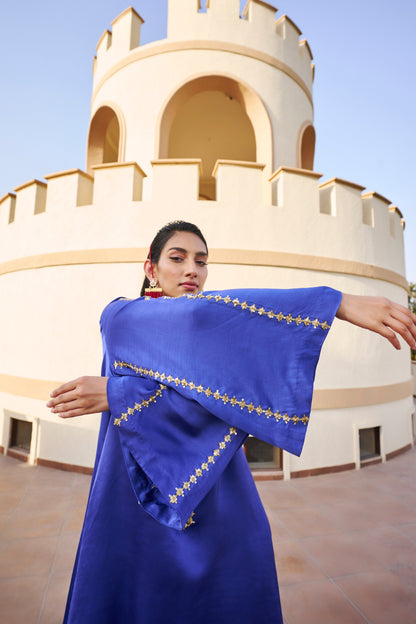 Teen Line Embroidered Bell Sleeve Kurta with Pant- EC-AK-EG24-09- Blue