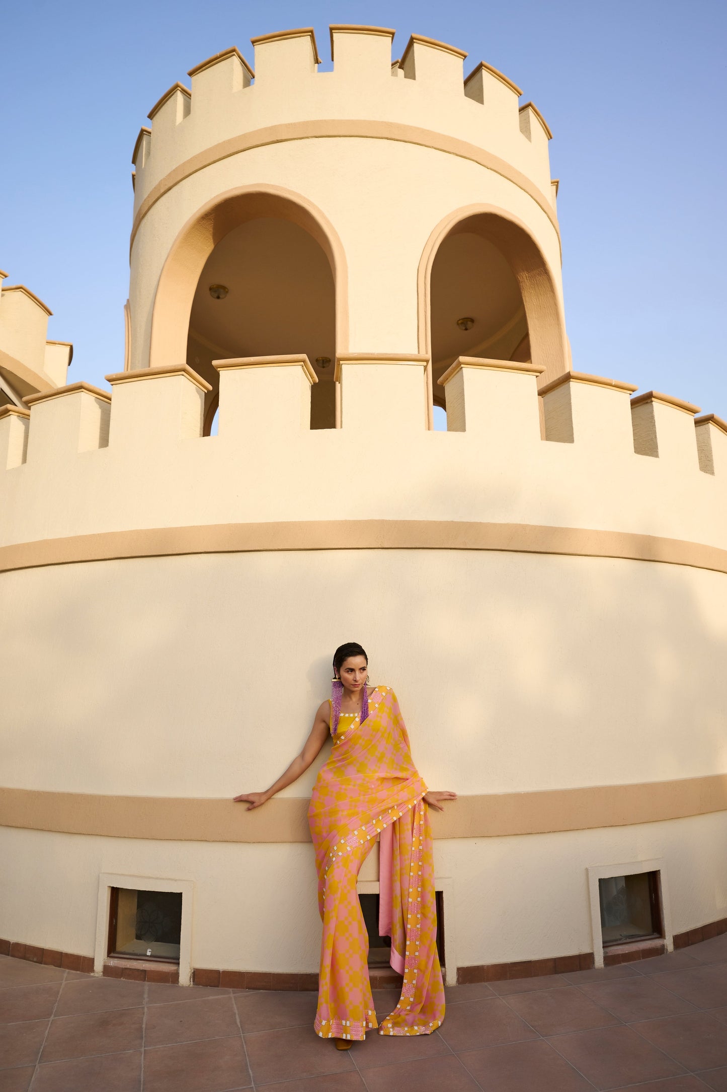 POP EMBROIDERED SAREE AND BLOUSE