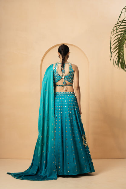 Turquoise Mirror Lehenga Set