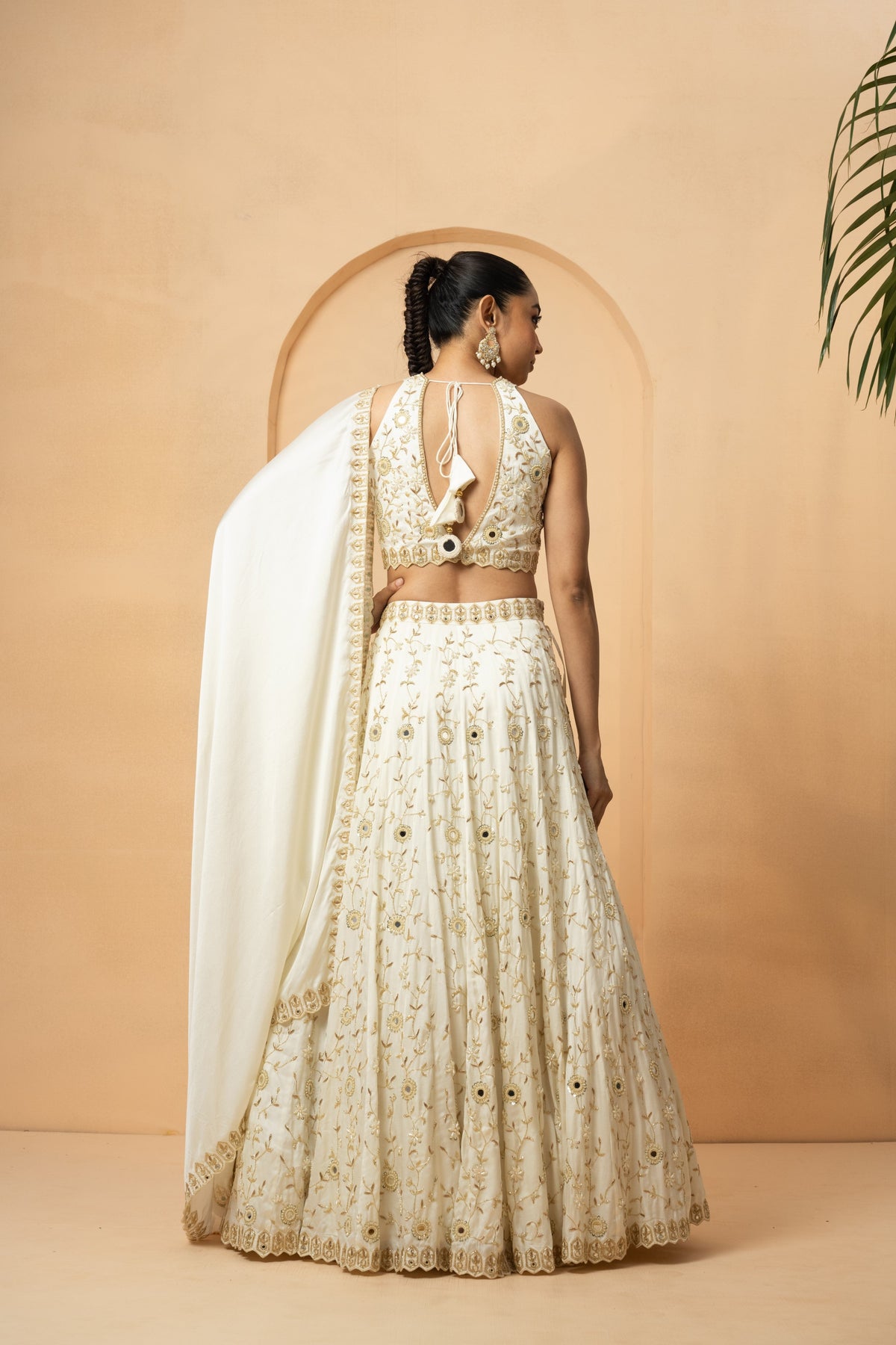Ivory Mirror Work Lehenga Set