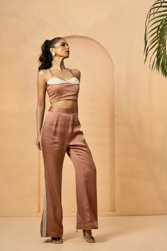 Metallic Rose Gold Pant and Top Set