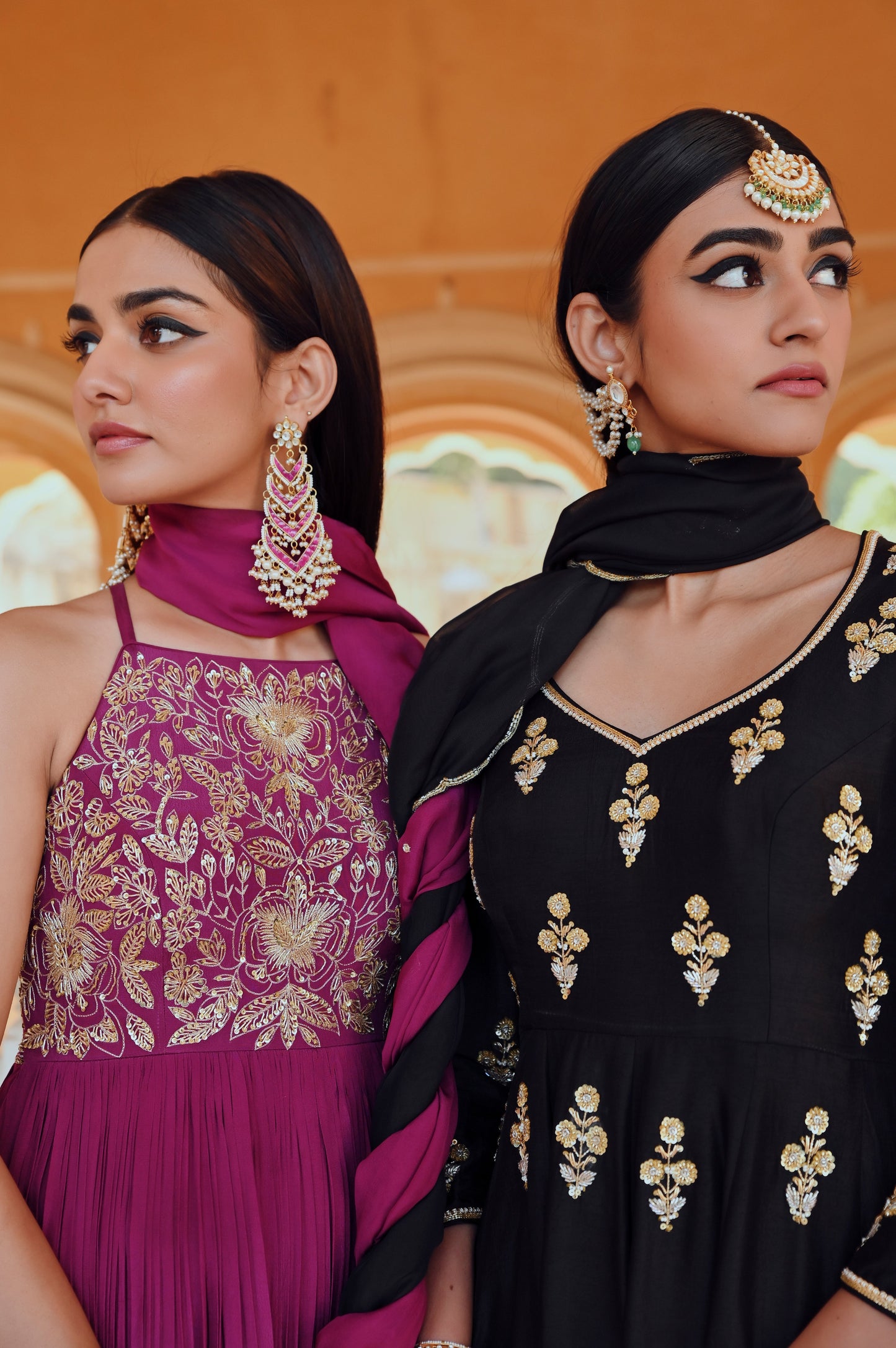 MAGENTA BIG FLOWER JAAL EMBROIDERED ANARKALI WITH DUPATTA- EC-AK-RAHI25-06- Magenta