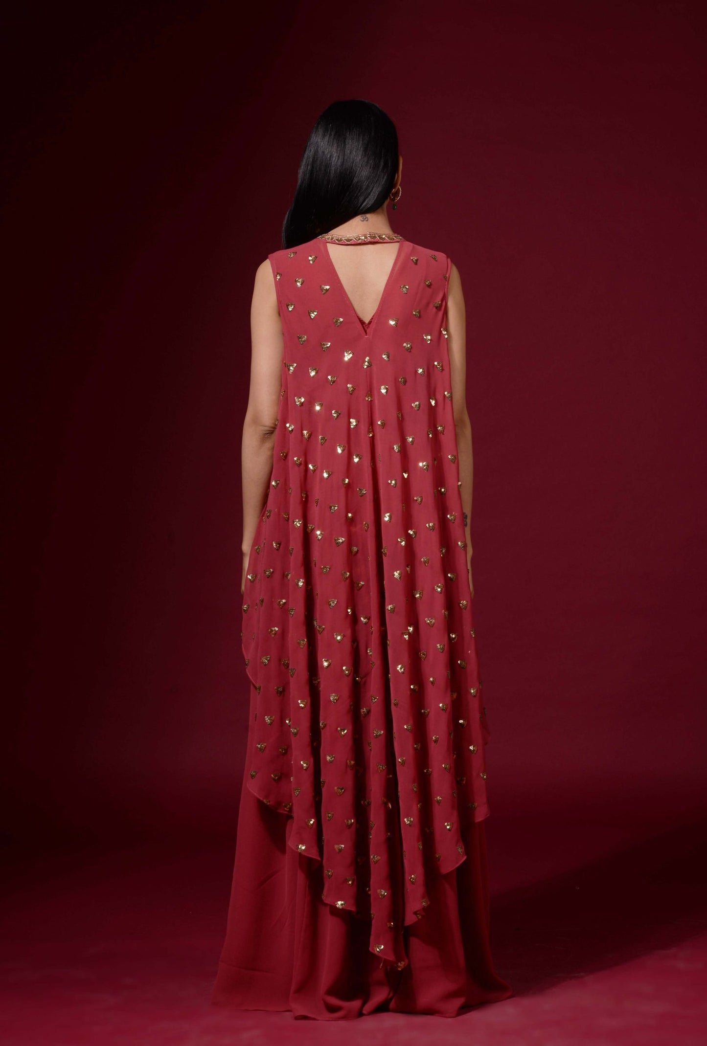 Deep Rust Cape Palazzo Set