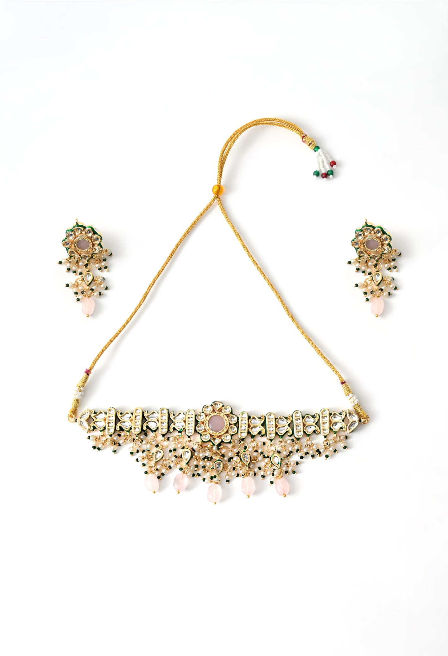 Gold plated ethnic  necklace set with earings