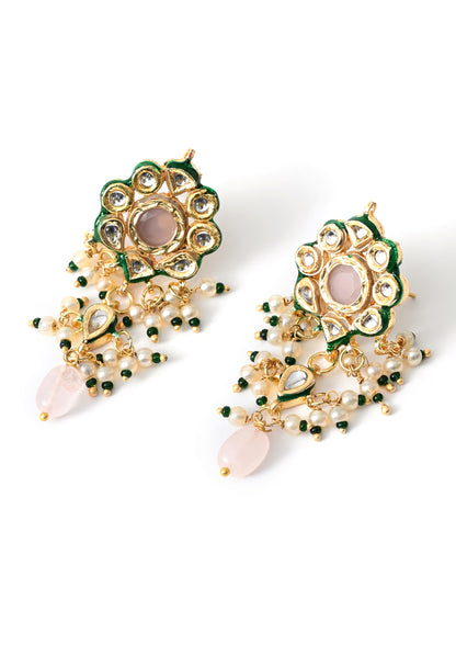 Gold plated ethnic  necklace set with earings