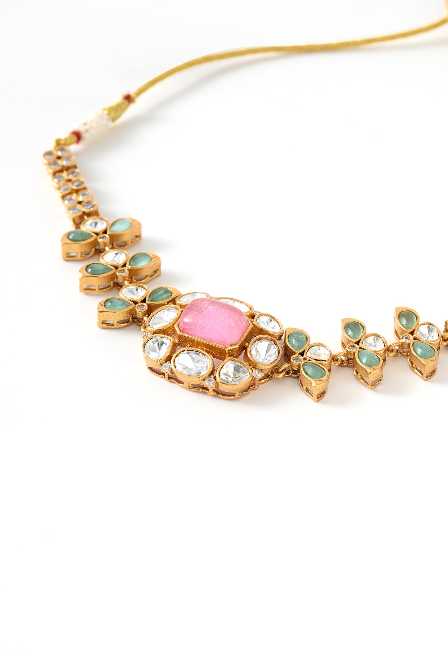 Gold plated ethnic  chokar set with earings