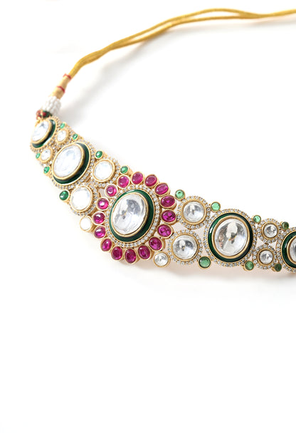 Gold plated ethnic  chokar set with earings