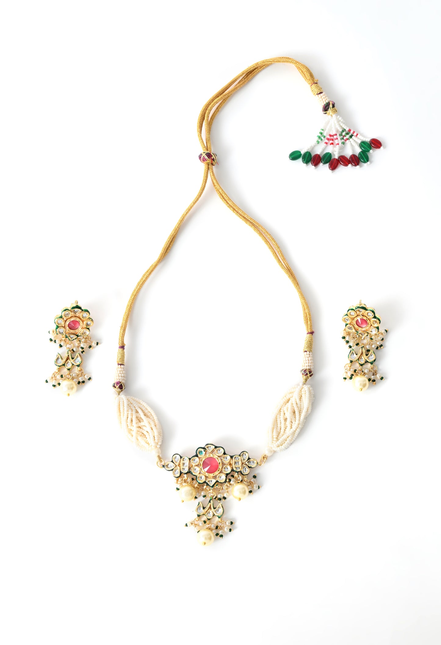 Gold plated   ethnic chokar set with earings
