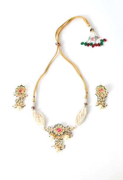 Gold plated   ethnic chokar set with earings
