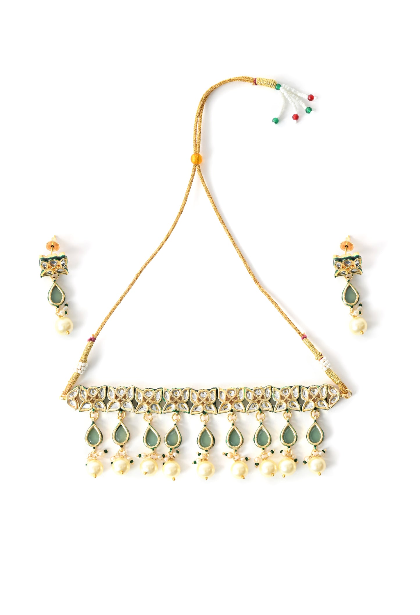 Gold plated ethnic  chokar set with earings