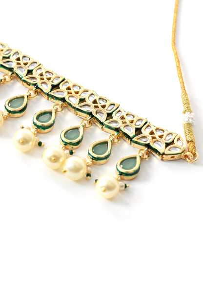 Gold plated ethnic  chokar set with earings