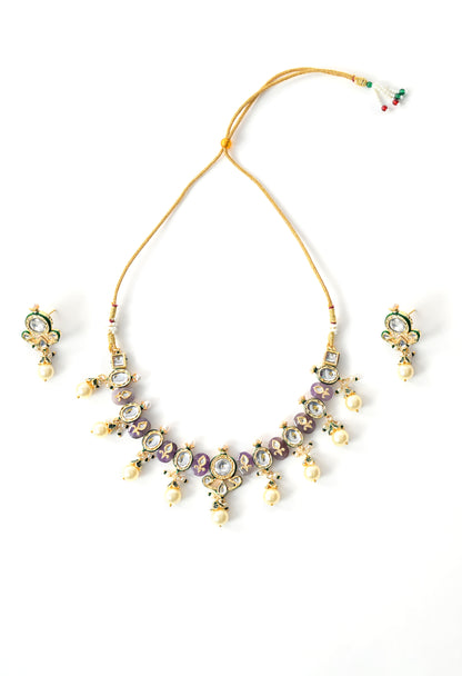 Gold plated ethnic  necklace set with earings