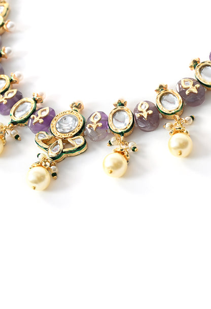 Gold plated ethnic  necklace set with earings