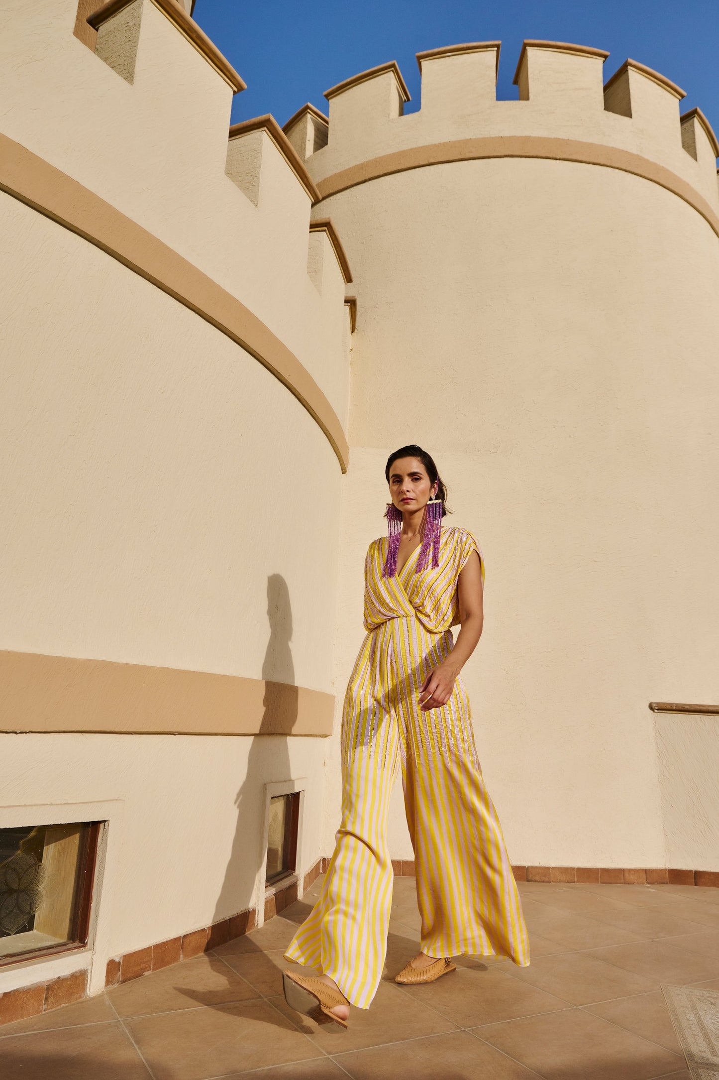 YELLOW STRIPED JUMPSUIT- EC-JS-EG24-15- YellowWhite