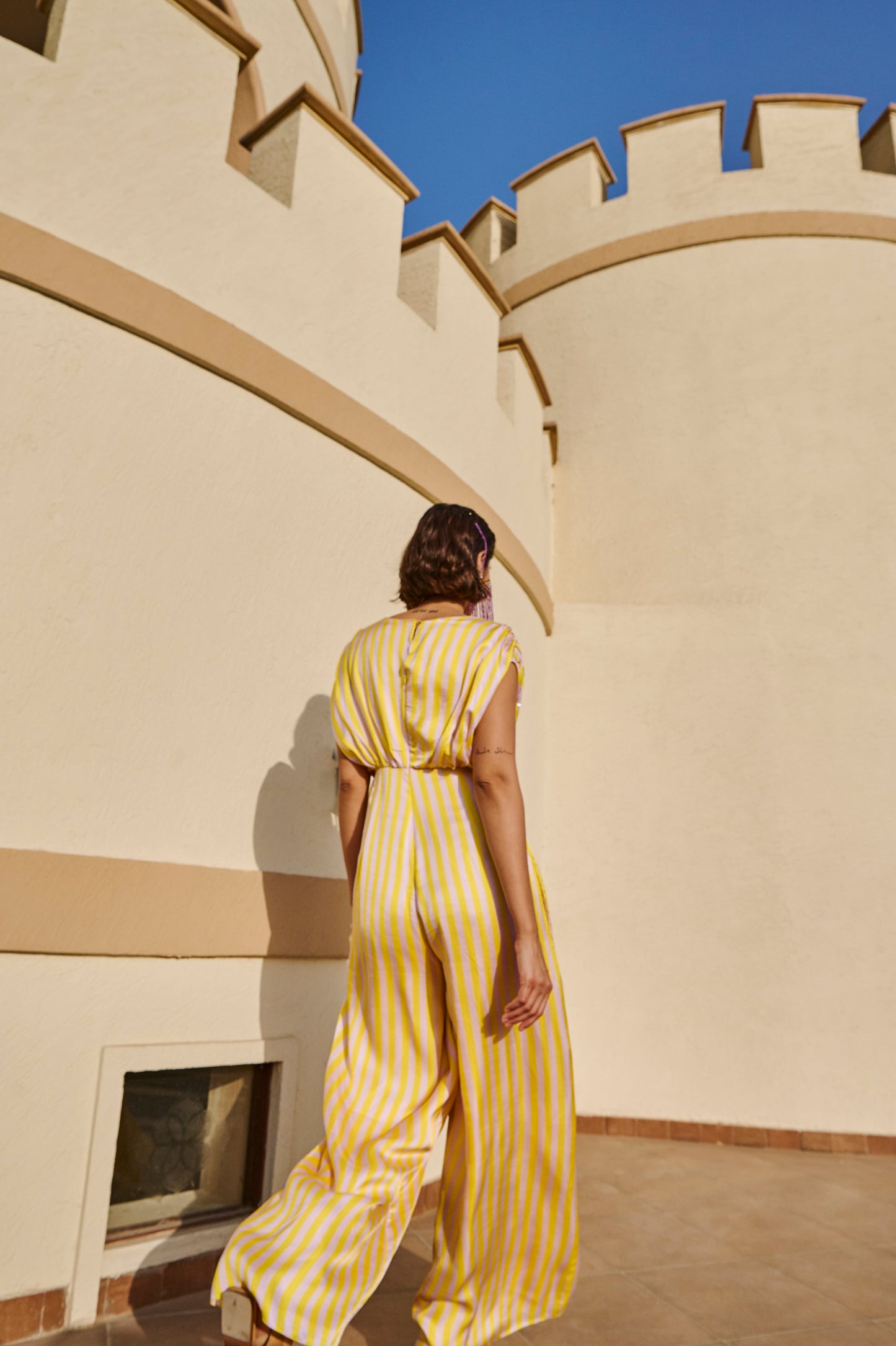 YELLOW STRIPED JUMPSUIT- EC-JS-EG24-15- YellowWhite