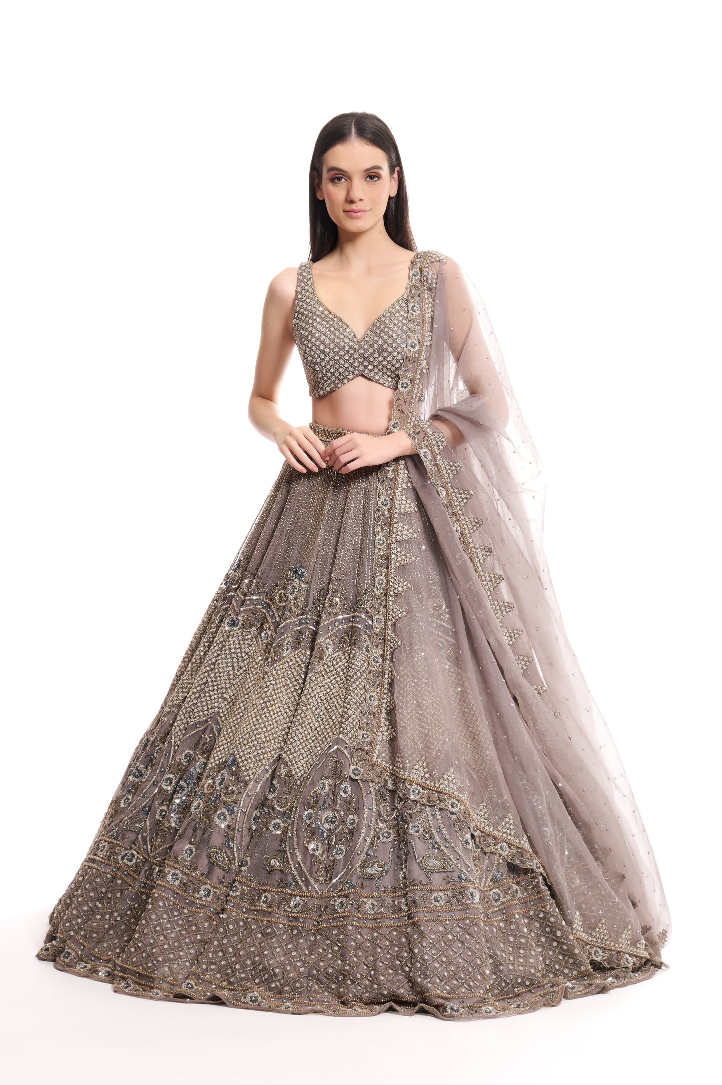 grey lehenga 