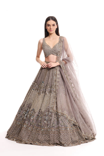 grey lehenga 