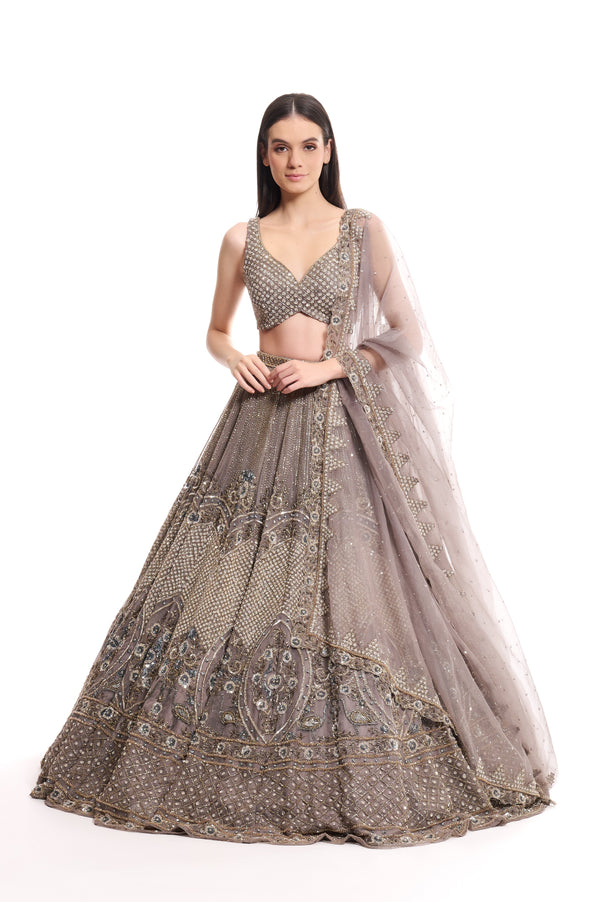 grey lehenga 