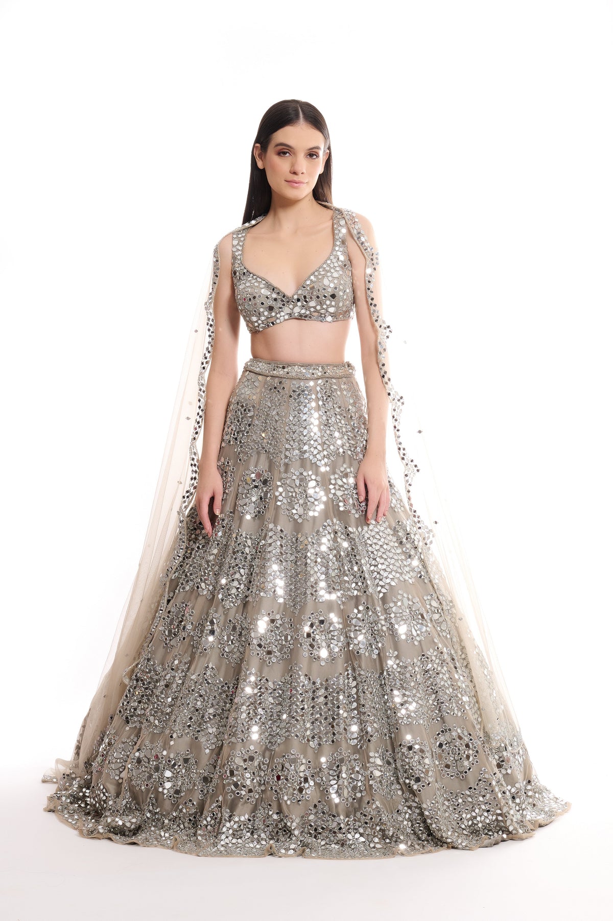 mirror work lehenga for wedding