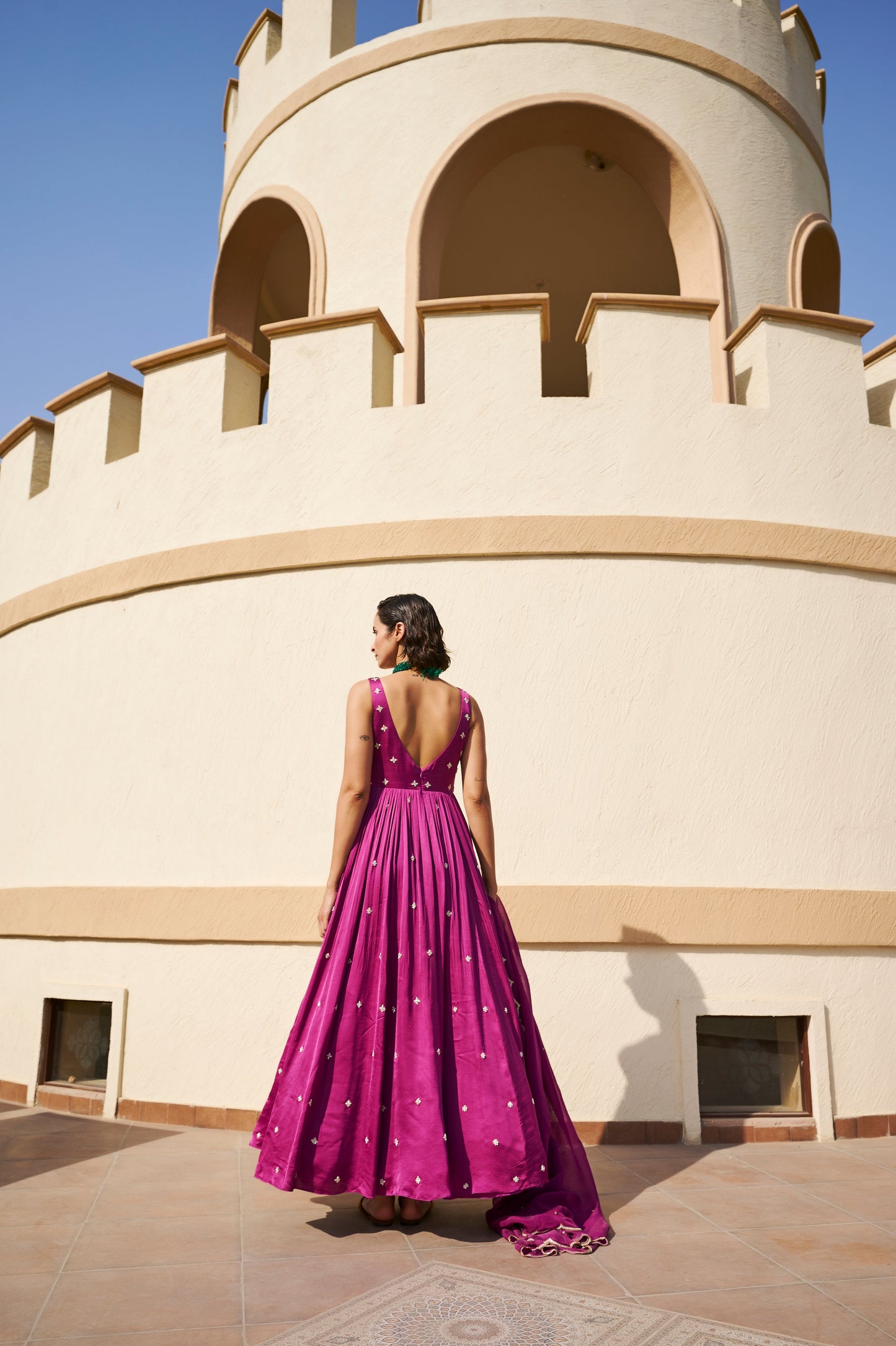 Round Neck All Over Butti Embroidered Can can Floor Length Anarkali- EC-AK-EG24-08- Purple