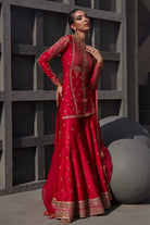 Deep Pink Raw Silk Aari & Dori Embroidered Sharara Set