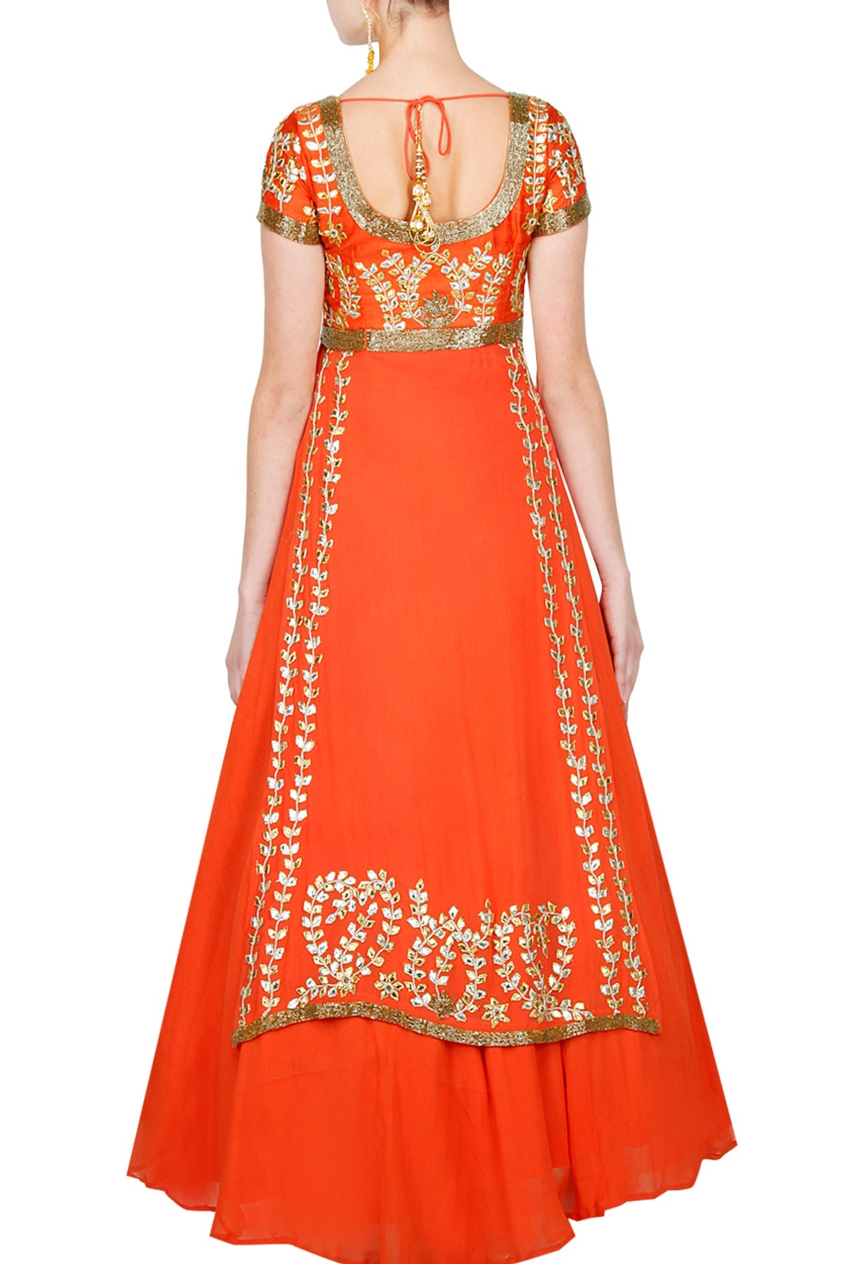 Orange jacket Lehenga