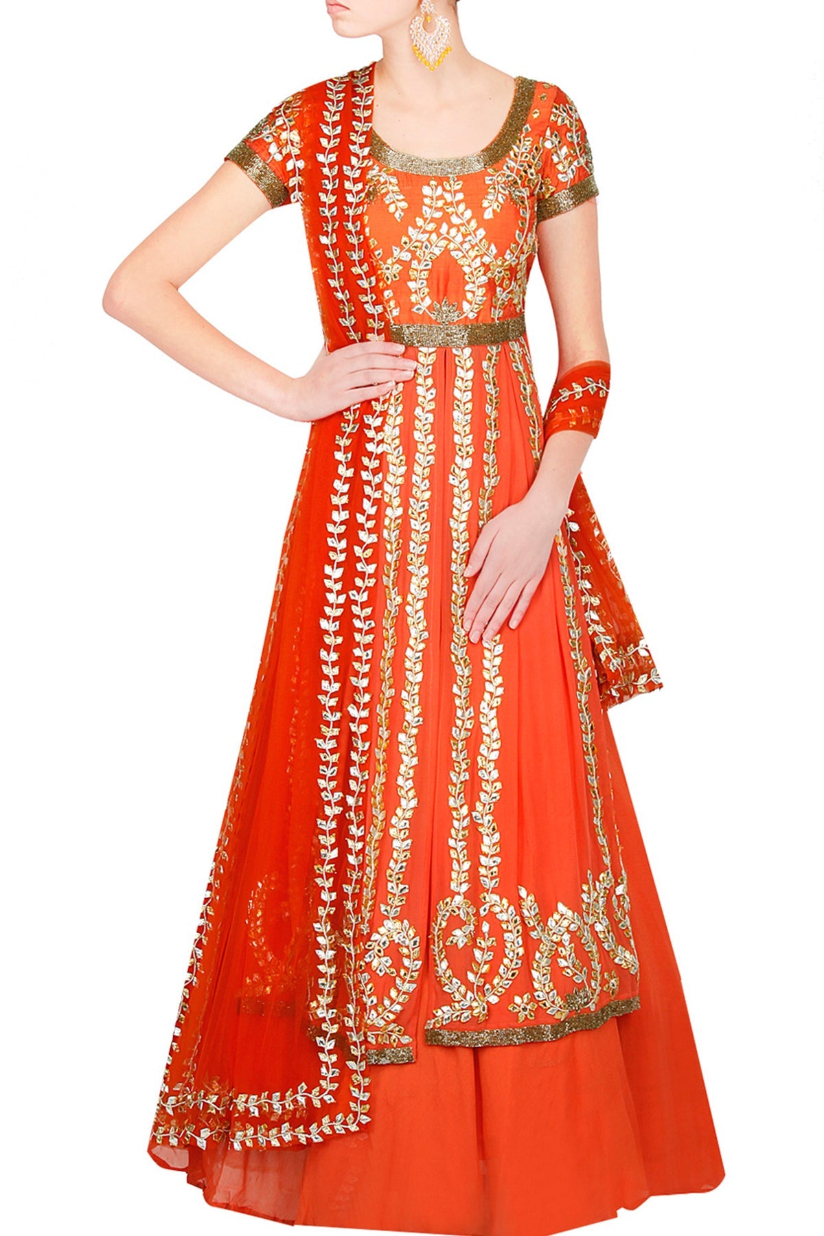Orange jacket Lehenga