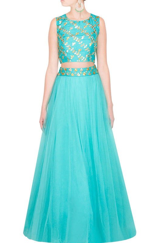 Aqua Blue crop top set