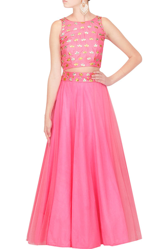 Bright pink crop top set