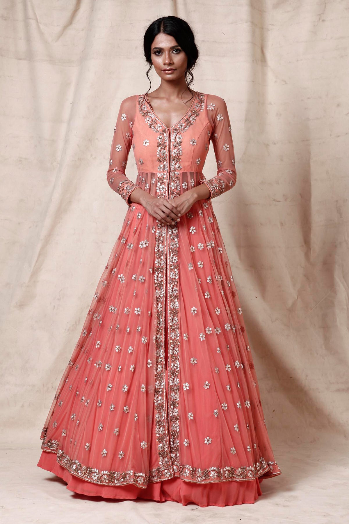 coral jacket with skirt