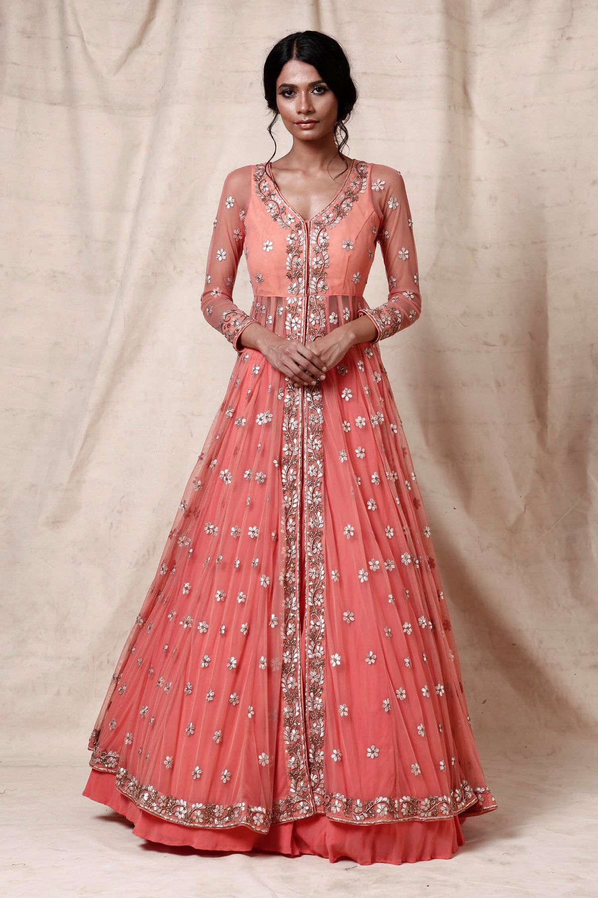 coral jacket with skirt