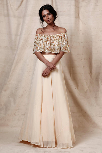 Cream anarkali set