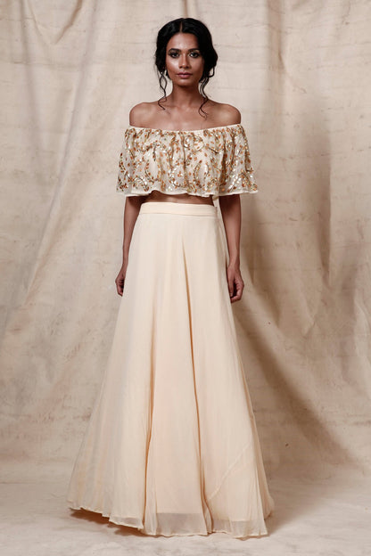 Cream anarkali set