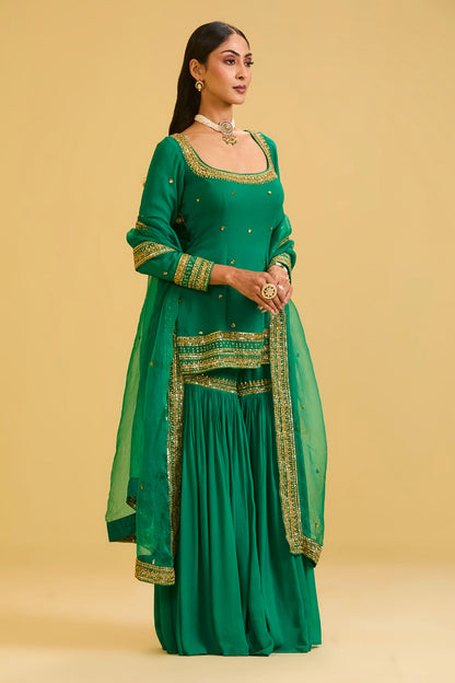 Green Sharara Set