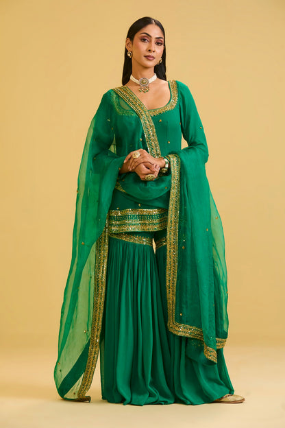 Green Sharara Set