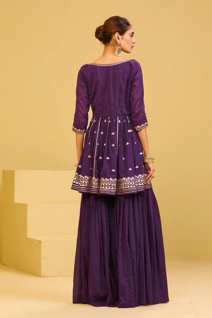 Purple Cotton Sharara Set