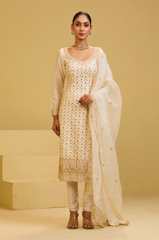 White Long Kurta Set