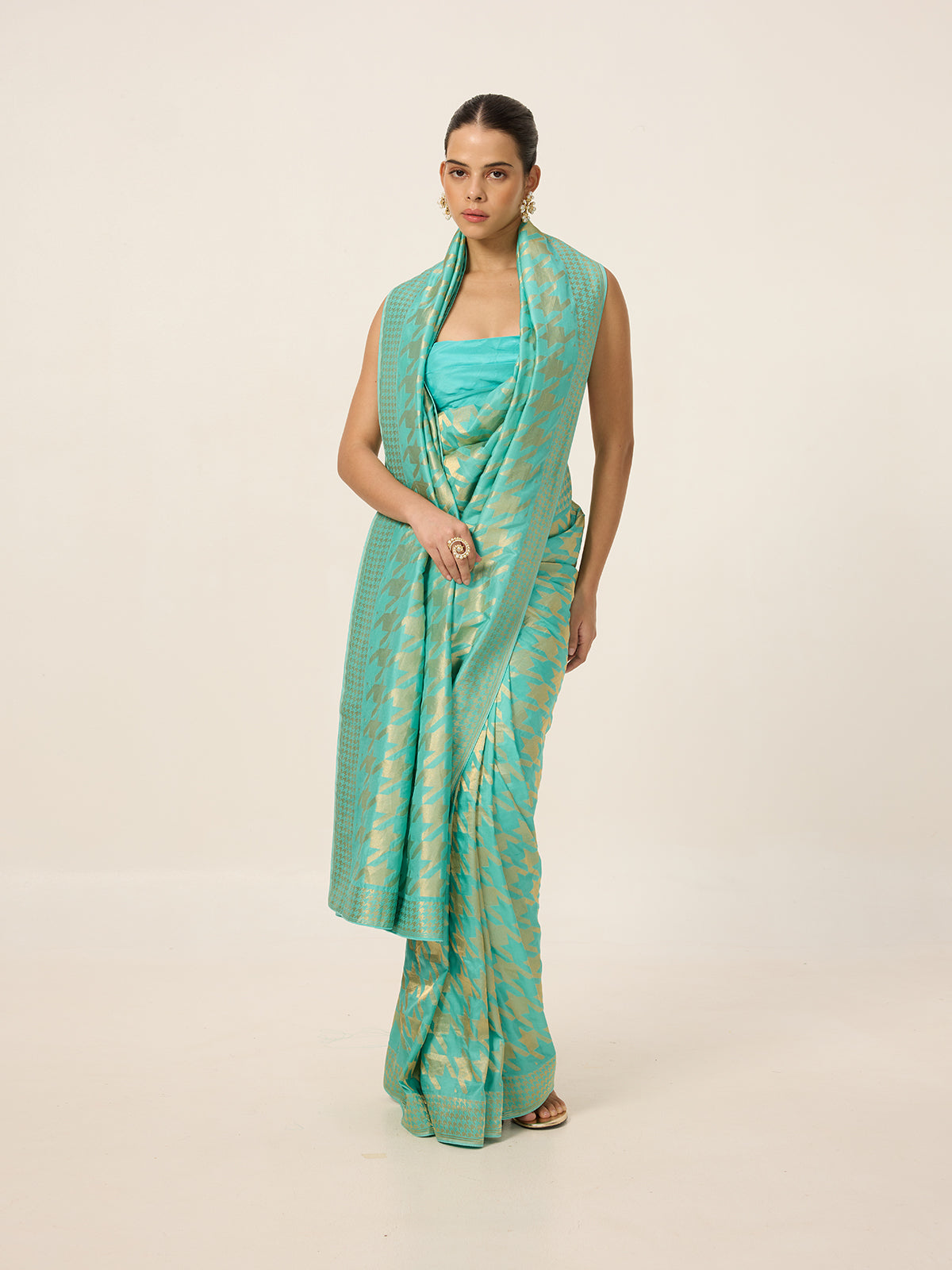 The Turquoise Blue Gerum Saree