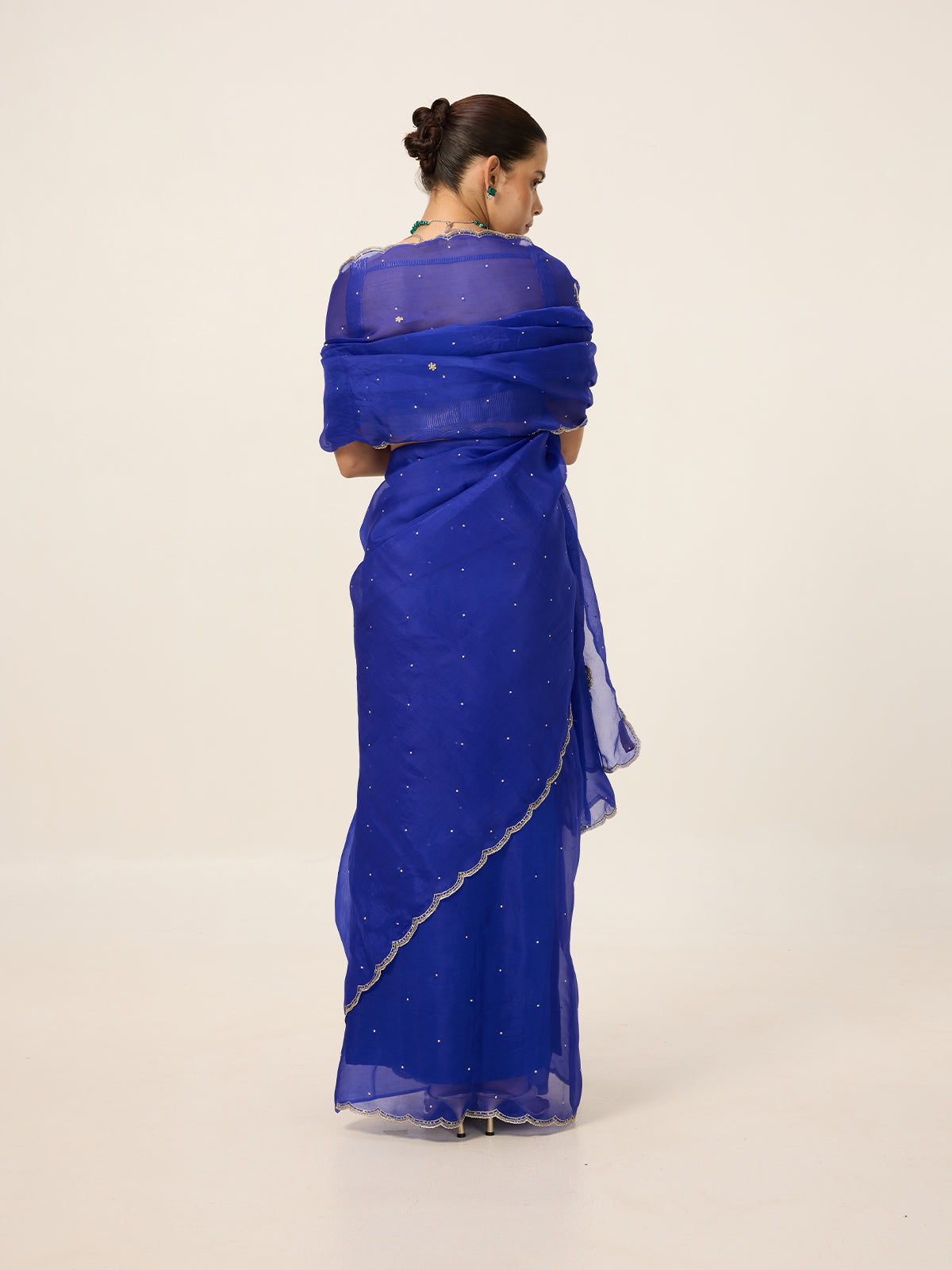 Handwoven Sapphire Blue Organza Saree