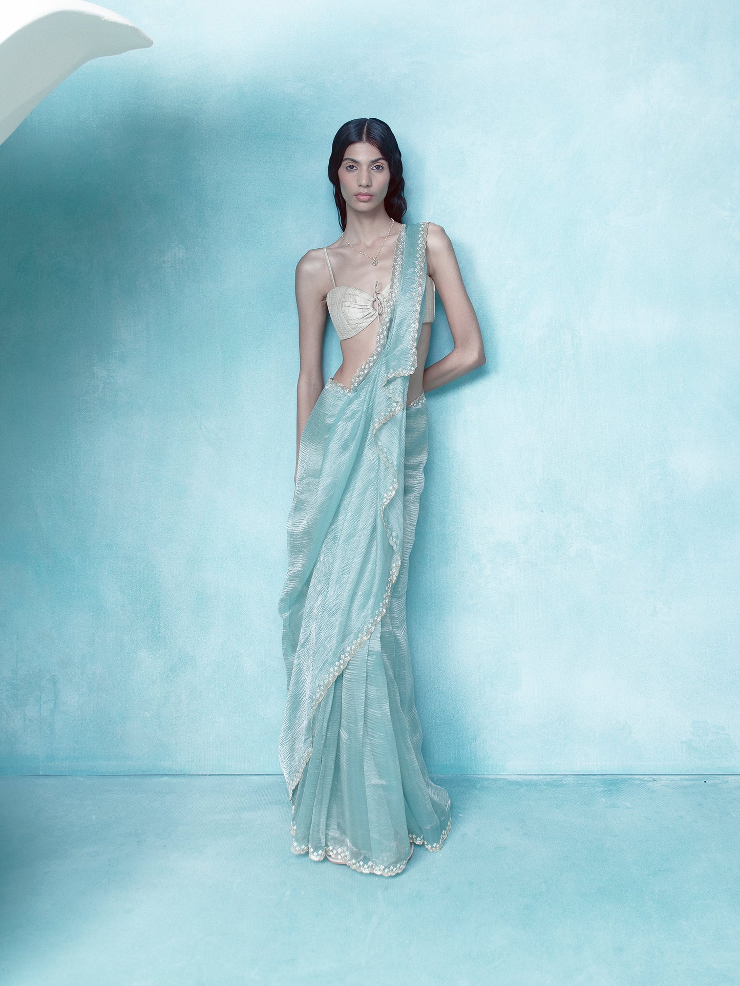 Handwoven Jade Green Tissue Saree
