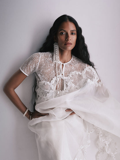 The Luna Saree In Off-white