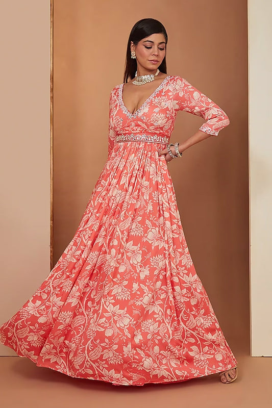 gajari printed anarkali  set